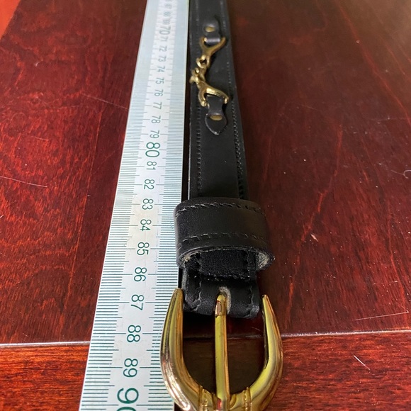 Landes Black Bridle Leather Belt Sz Med with Gold  Accents - Picture 7 of 8